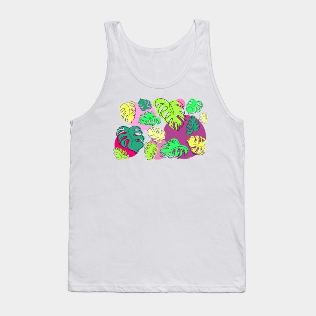 Colorful  Monstera leaves Tank Top by yaseminarinart